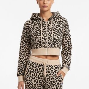 Leopard Print Cropped Hoodie